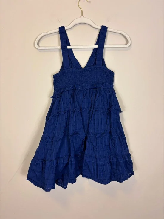 Zara Girls' Cobalt Blue Smocked V-Neck Tiered Sundress Girl’s 11-12 Years - Picture 2 of 6